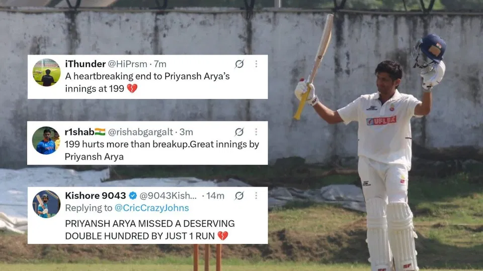 "Heartbreaking End": Internet Broke Down As Priyansh Arya Falls For 199 In Ranji Trophy